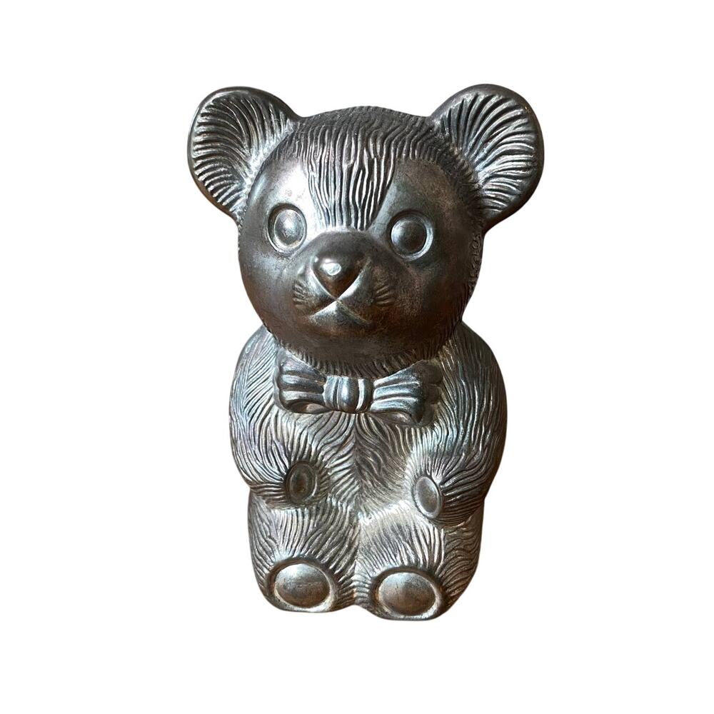 Teddy bear with bow metal bank Designer Jewelry by Sweet Pea